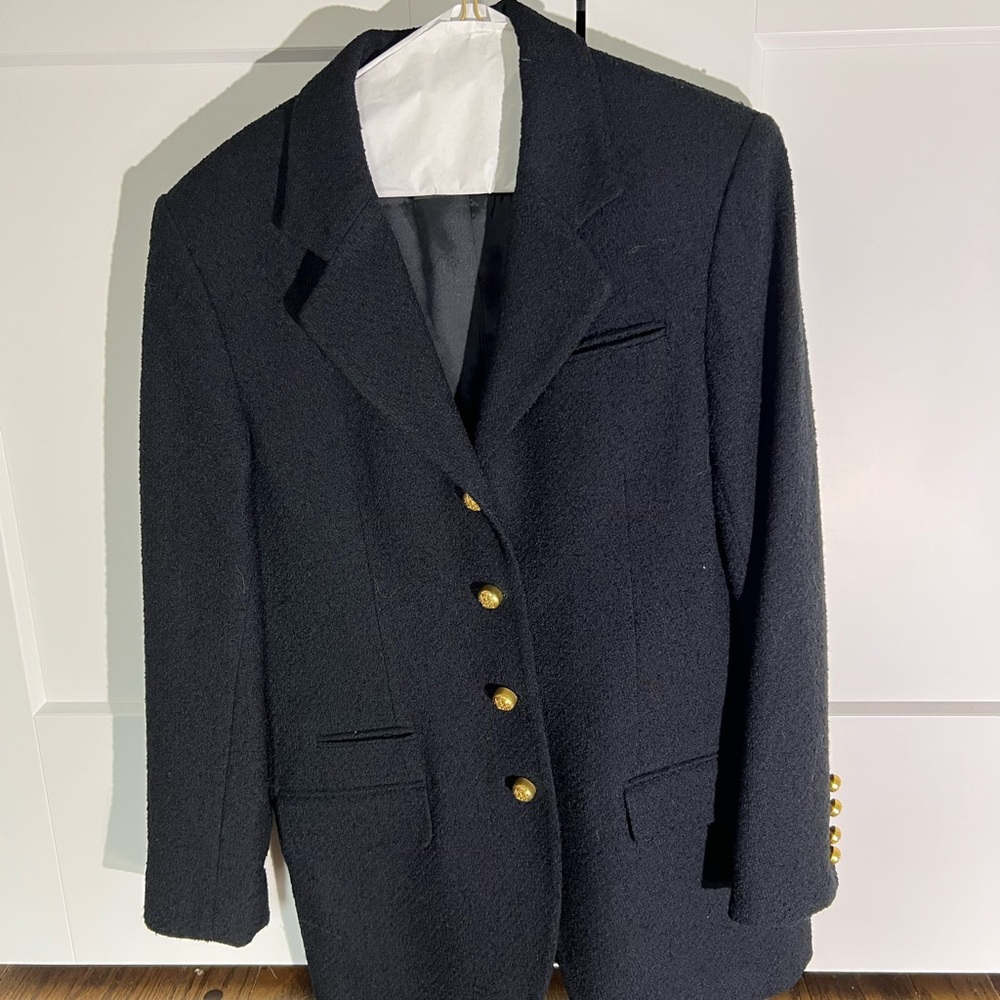 Lord & Taylor Wool Black and Gold Blazer